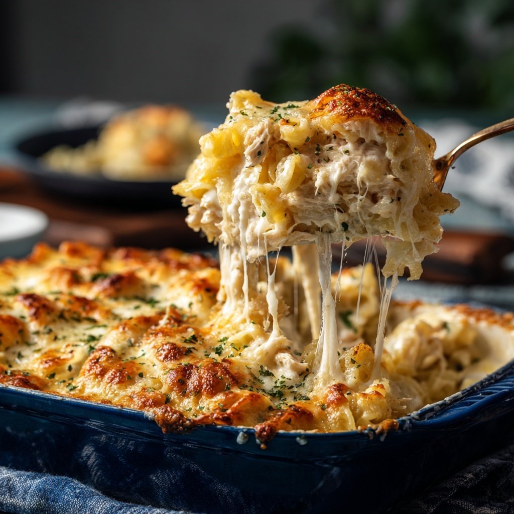 Rotisserie Chicken Alfredo Casserole