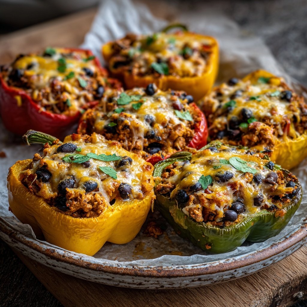 Ground Chicken Taco Stuffed Peppers