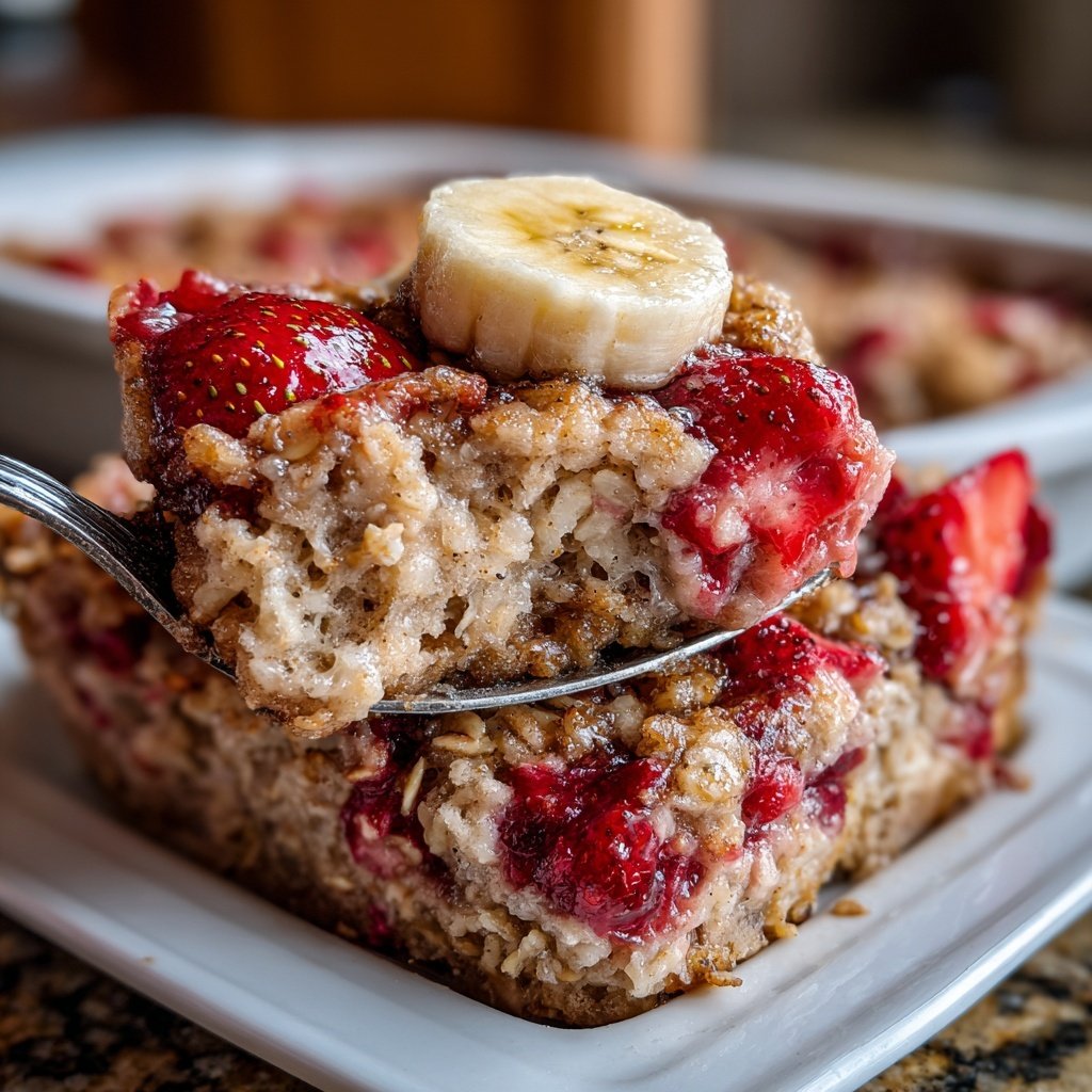 Strawberry Banana Baked Oatmeal