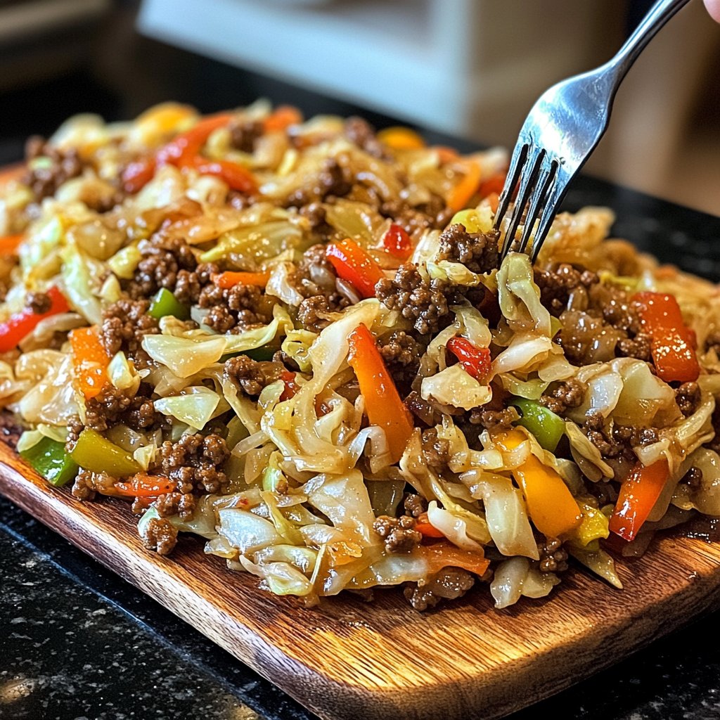 Ground Beef Cabbage Stir Fry