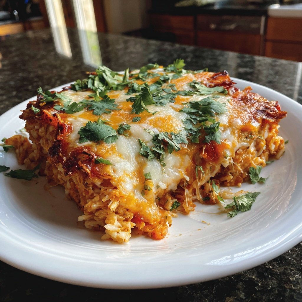 Shredded Chicken And Rice Enchilada Bake