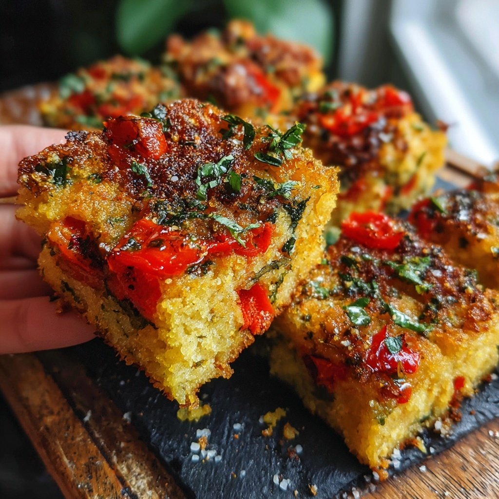 Crispy Polenta Veggie Squares