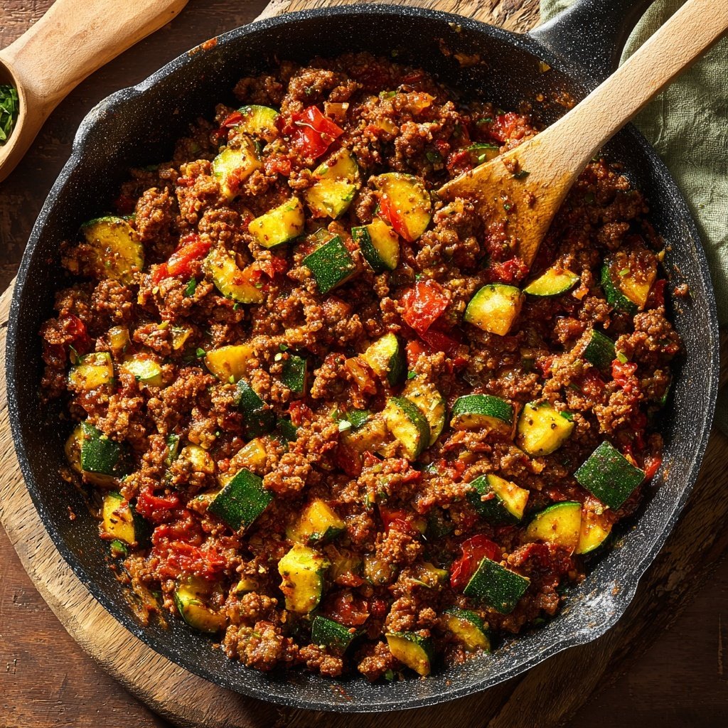 Ground Beef And Zucchini Dinner Skillet