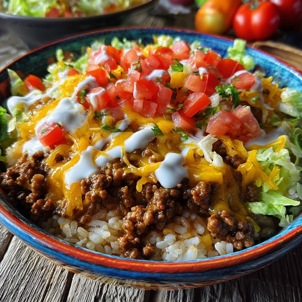 Hamburger Meat Taco Rice Bowl