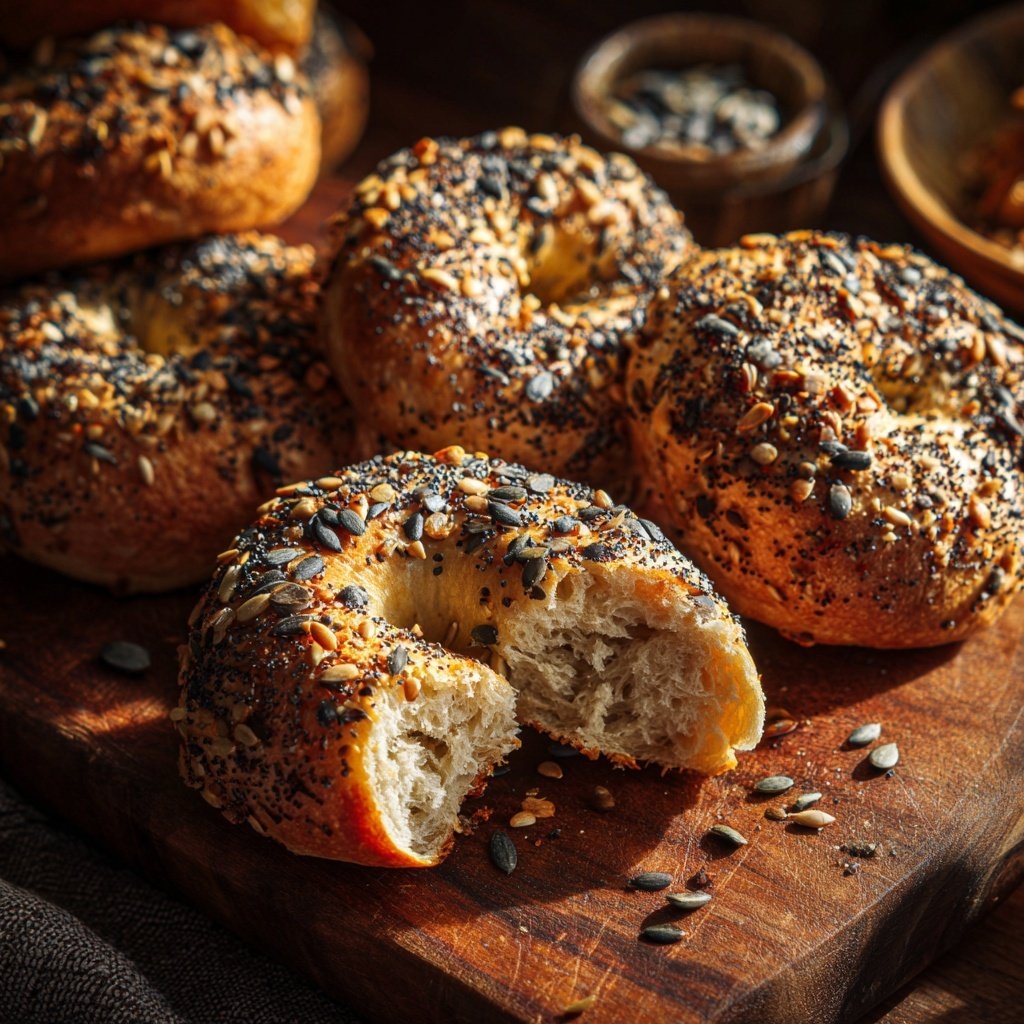 Everything Seed Protein Bagels